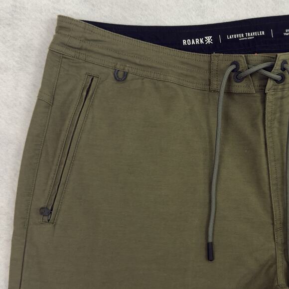 Huckberry Roark Layover Travel Shorts Mens 36 Green Everyday Stretch Hiking - Picture 7 of 13